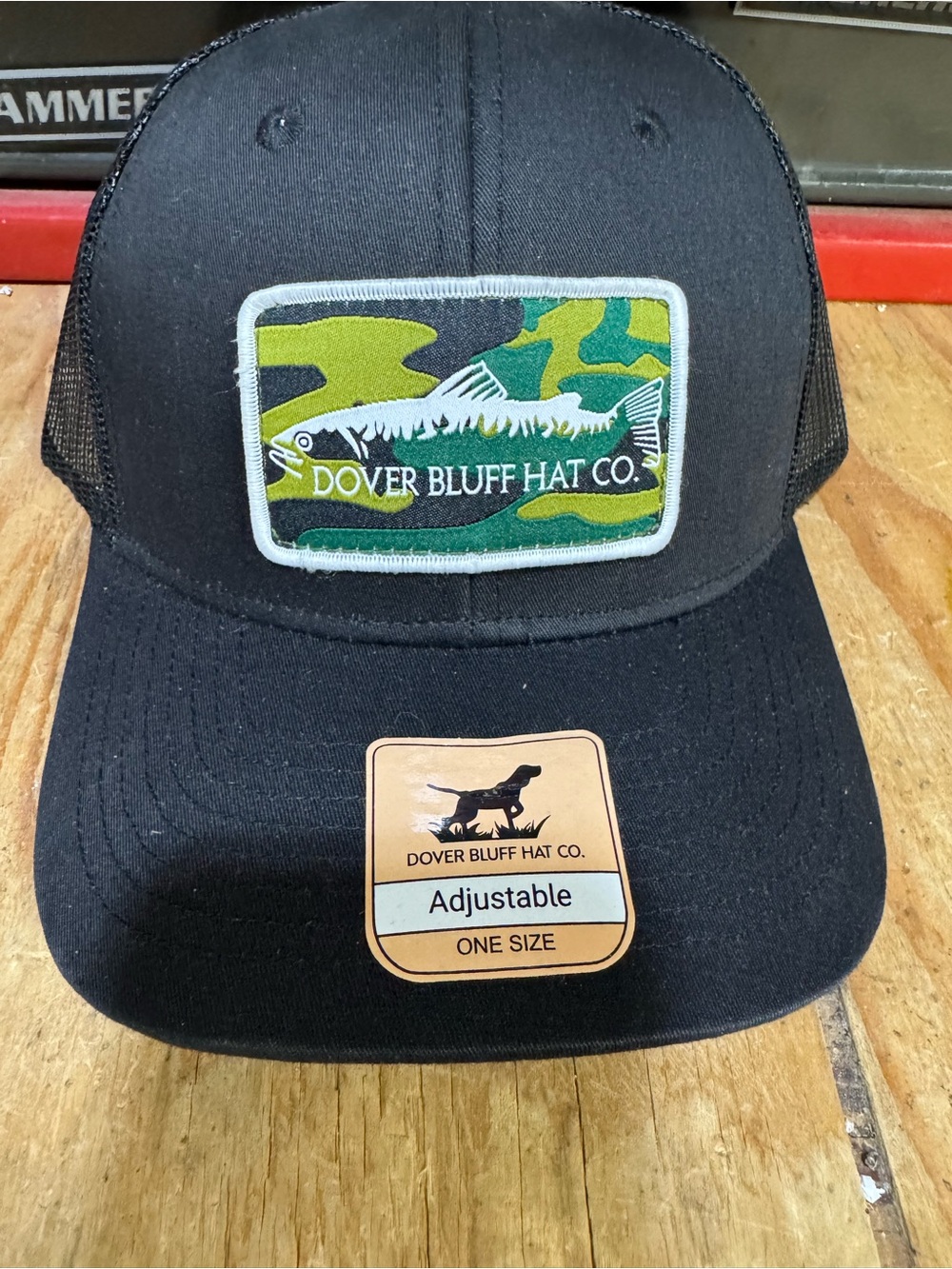 Dover Bluff Hat Co Trout Fish Trucker Hat Black Adjustable